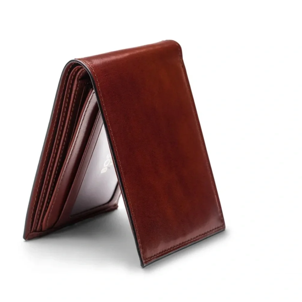 Bosca Leather Card Holde -BOSCA $185 DOLCE ITALIA Italian Made Color: Dark Brown